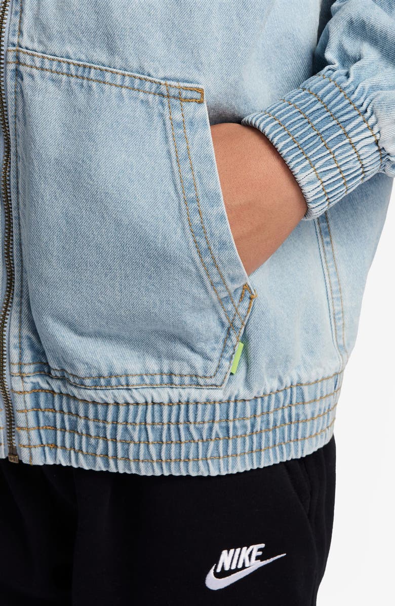 Nike Kids' Sportswear Denim Hooded Zip-Up Jacket, Alternate, color, Light Armory Blue/ Armory Blue
