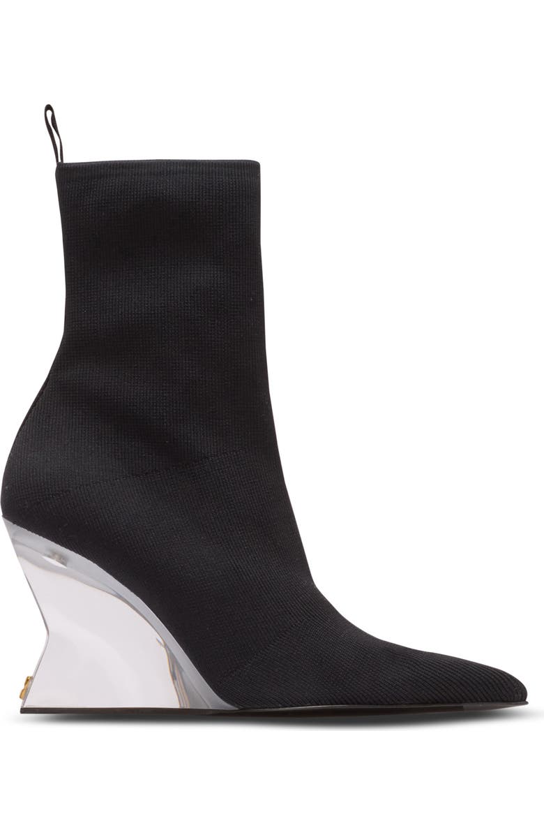 Balmain Wedge knit ankle boots, Main, color, Black