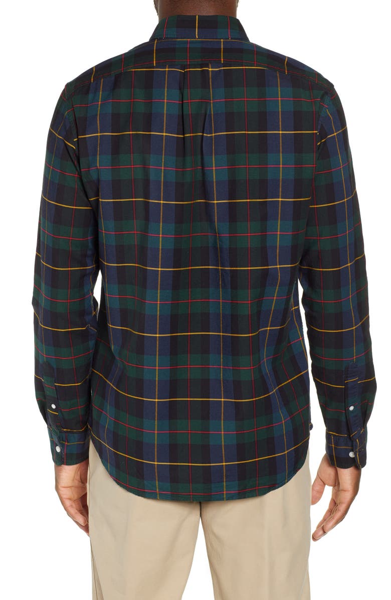 J.Crew Slim Fit Holiday Tartan Pima Cotton Oxford Shirt, Alternate, color, 