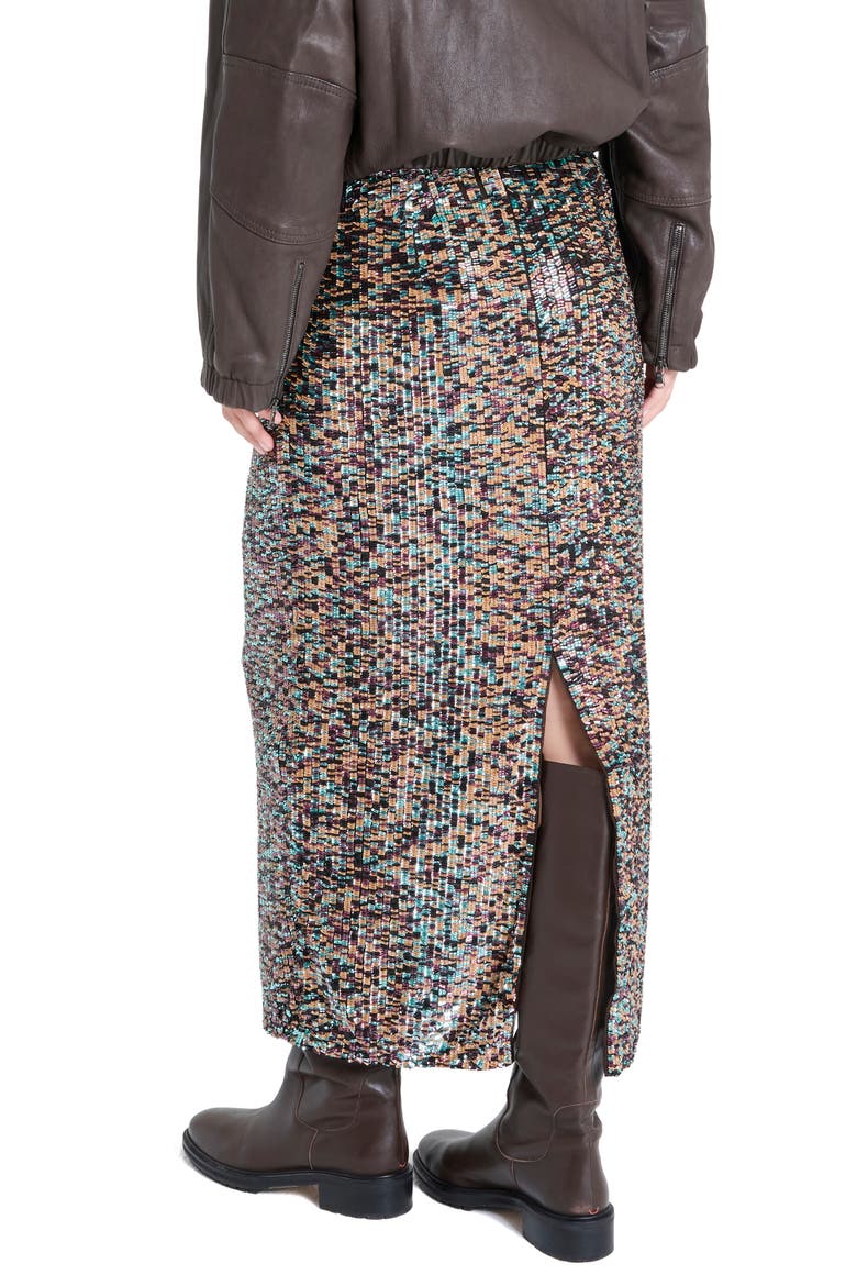 Sylkie Sequin Silk Skirt, Alternate, color, DARK CHOCOLATE