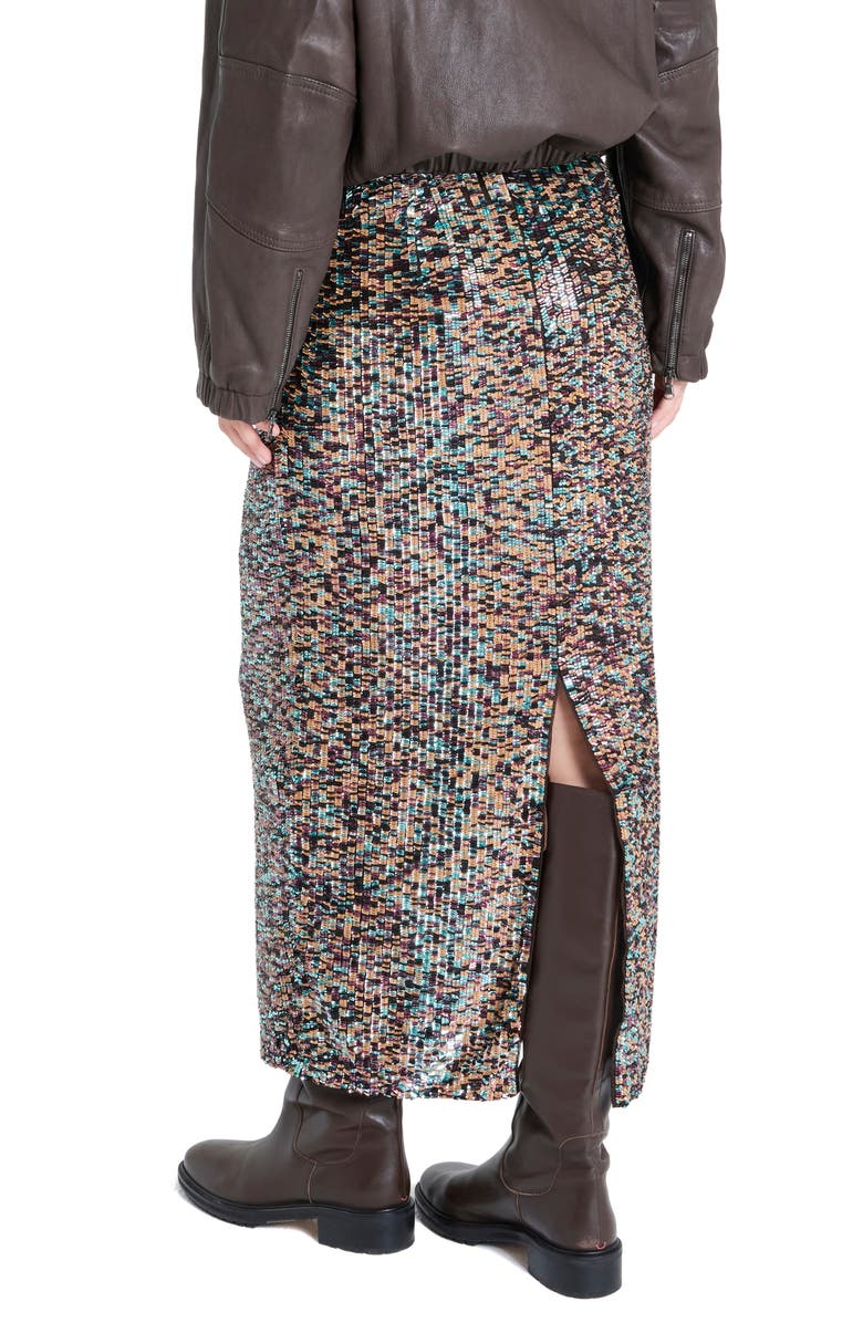 TWP Sylkie Sequin Silk Skirt, Alternate, color, Dark Chocolate