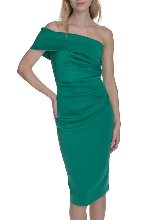 Eliza J Social Off The Shoulder Scuba Cocktail Dress In Green