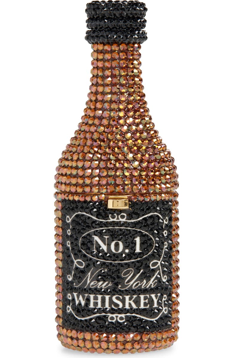 JUDITH LEIBER COUTURE Mini Crystal Bottle Pillbox, Main, color, Champagne Brown Mult