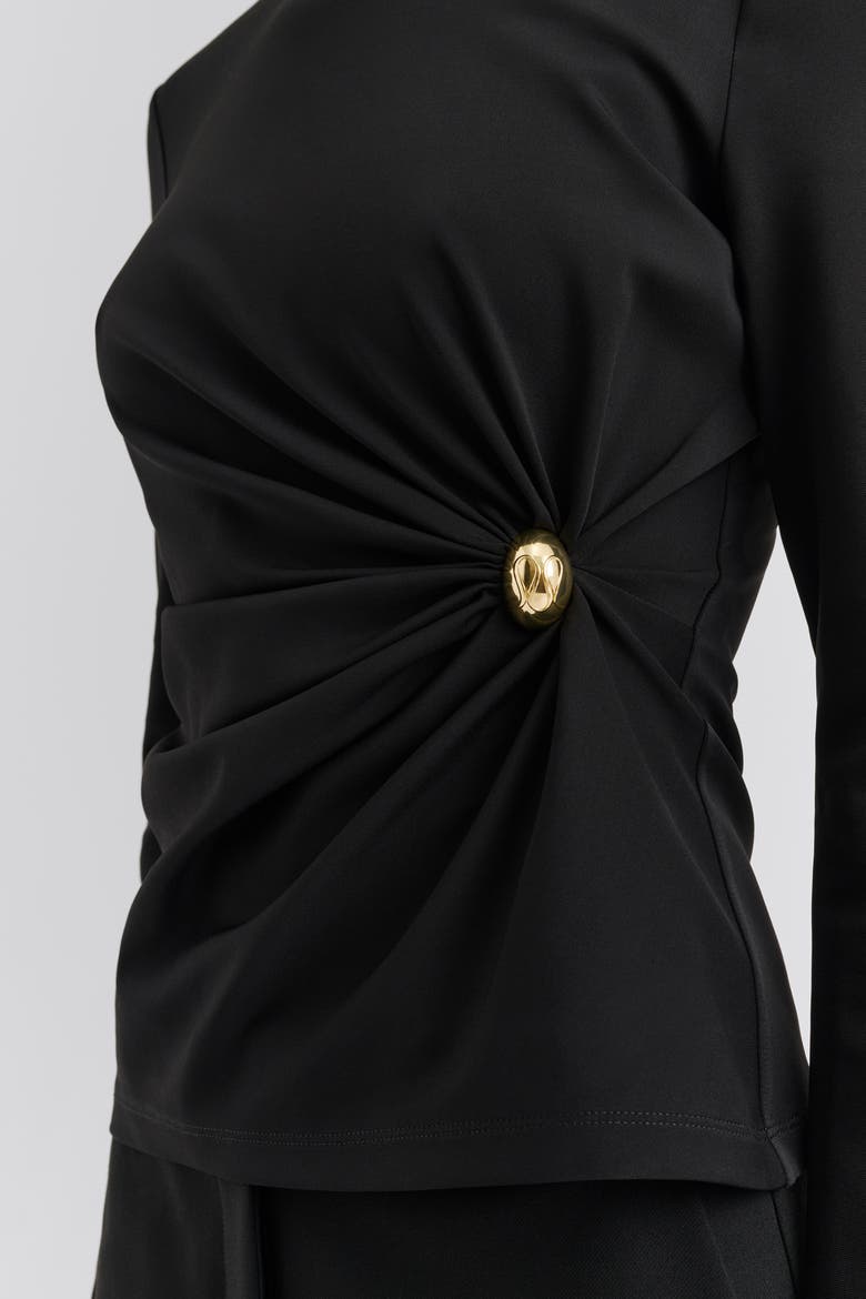 Mailey  Jersey Brooch Long Sleeve Top, Alternate, color, Black