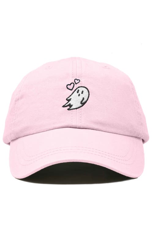 Dalix Heartly Ghost Embroidered Cap In Washed Pink