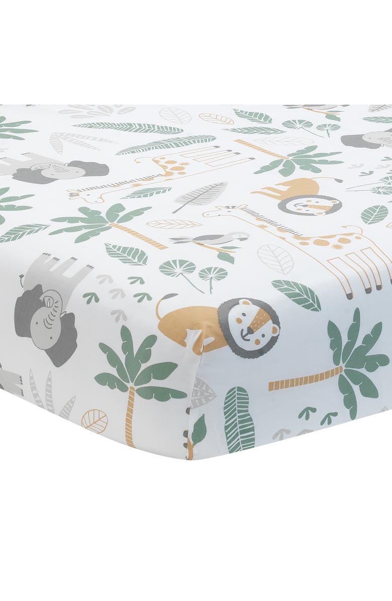 Lambs & Ivy Jungle Friends 5-Piece Safari Animals Nursery Baby Crib Bedding Set, Alternate, color, Green