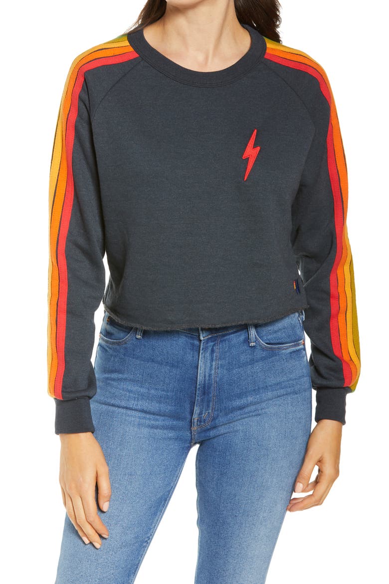 Bolt Crop Sweatshirt, Main, color, CHARCOAL/ SERAPE RBW