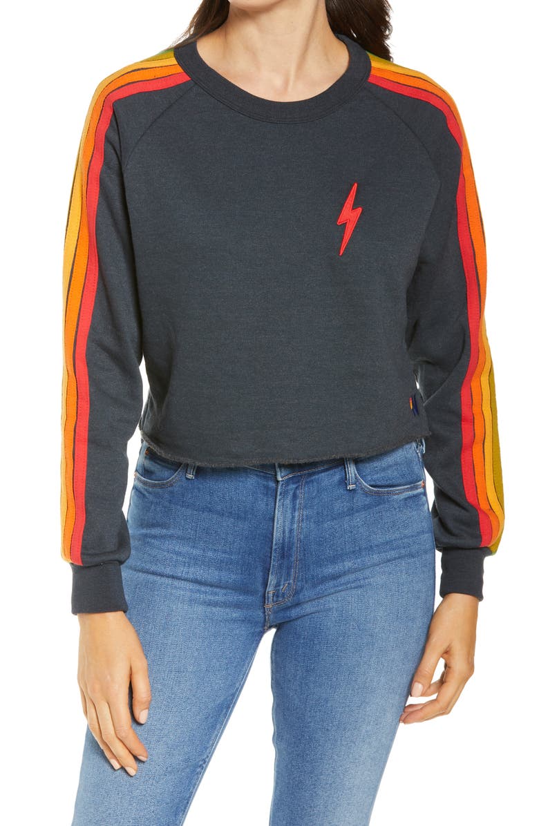 Aviator Nation Bolt Crop Sweatshirt, Main, color, 