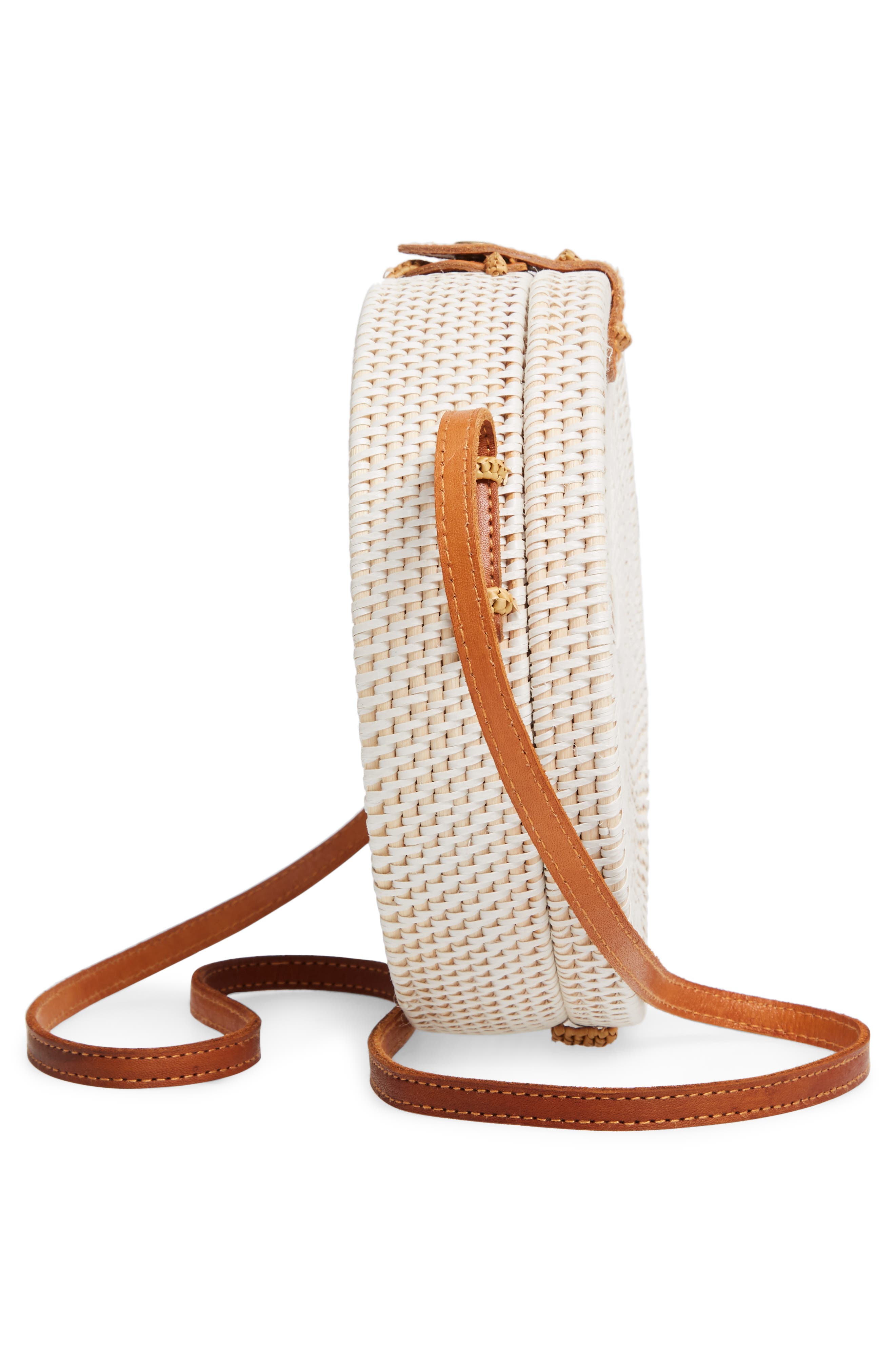 Woven Rattan Canteen Bag, Alternate, color, WHITE