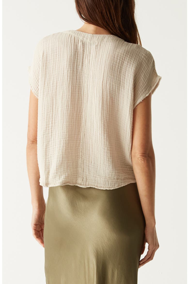 Evie Gauze Faux Wrap Top, Alternate, color, CEMENT