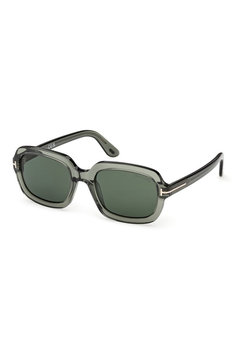 Lana 53mm Rectangular Sunglasses, Alternate, color, SHINY TRANSPARENT SAGE GREEN /T/ LOGO / GREEN LENS