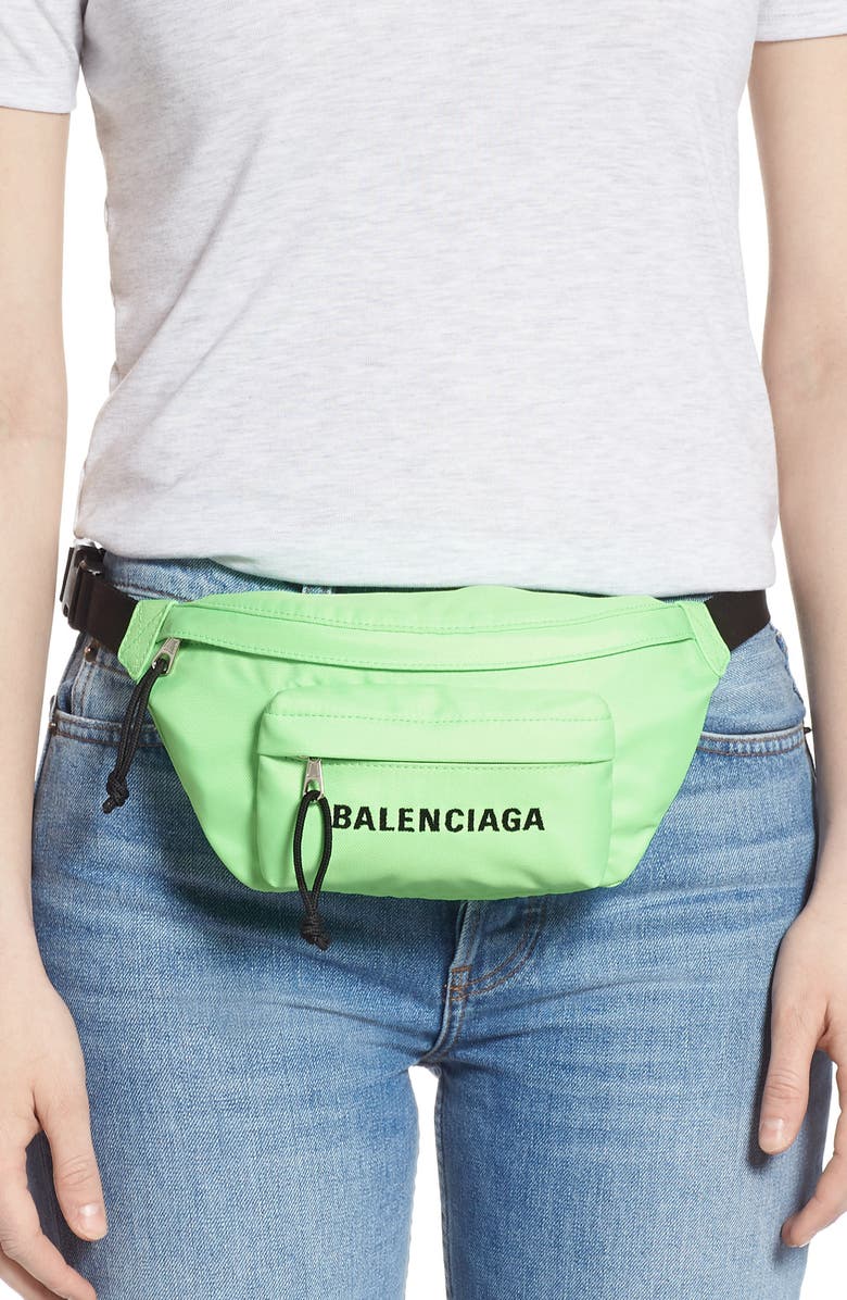 Balenciaga Logo Canvas Belt Bag, Alternate, color,
