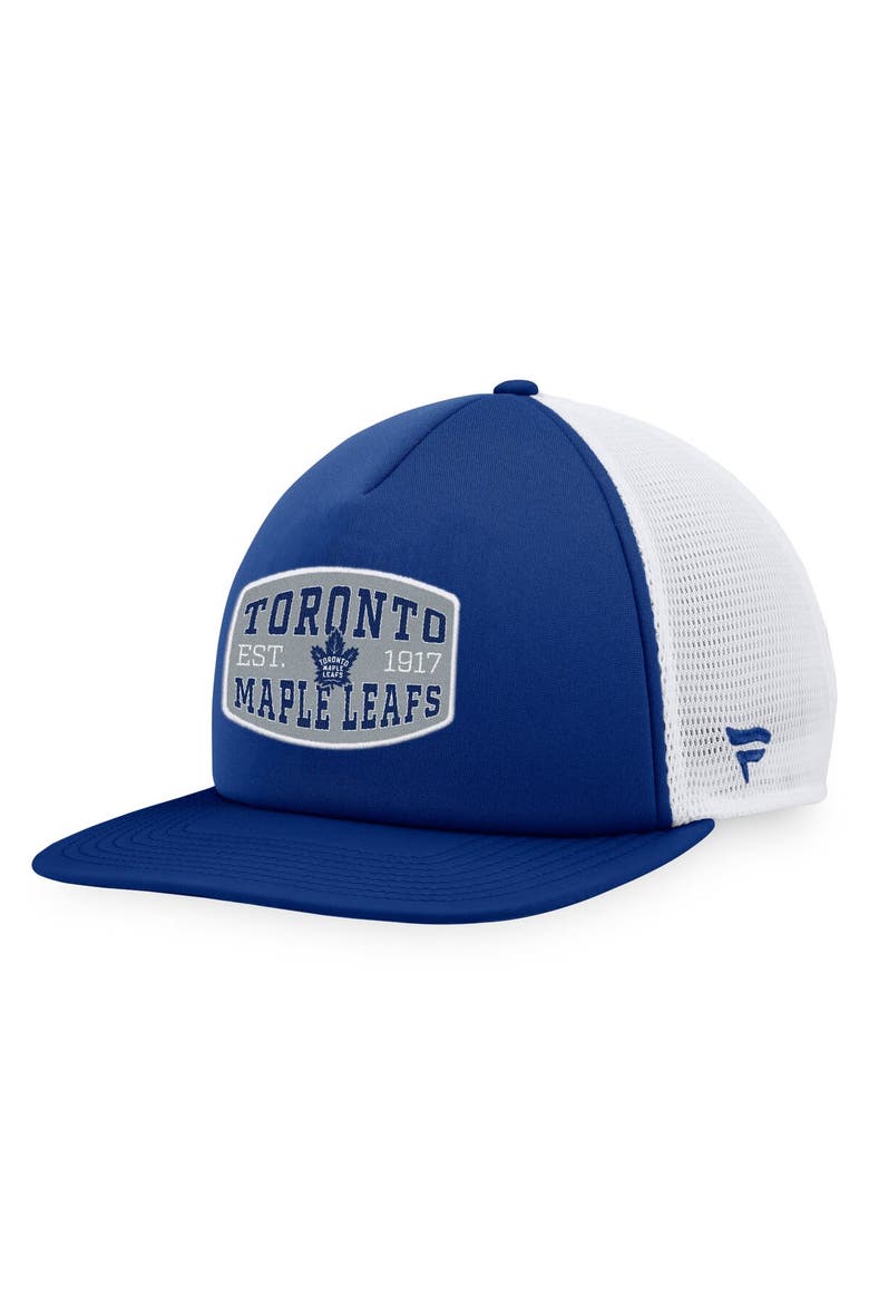 Men's Fanatics Branded Blue/White Toronto Maple Leafs Foam Front Patch Trucker Snapback Hat, Main, color, Blue
