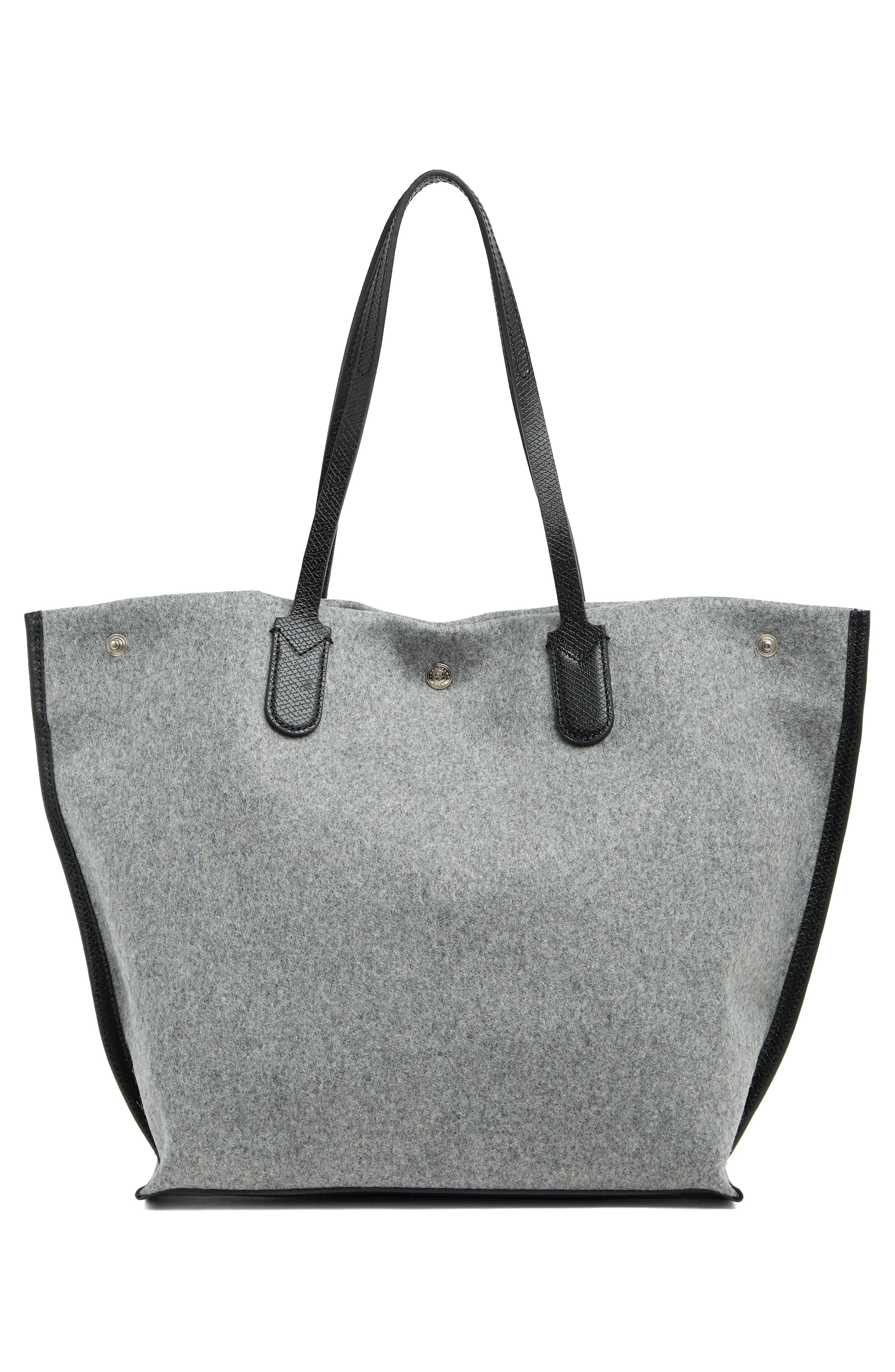 Longchamp Essential Wool & Leather Open Tote, Alternate, color, 