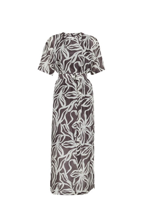 Floral print dress with monili