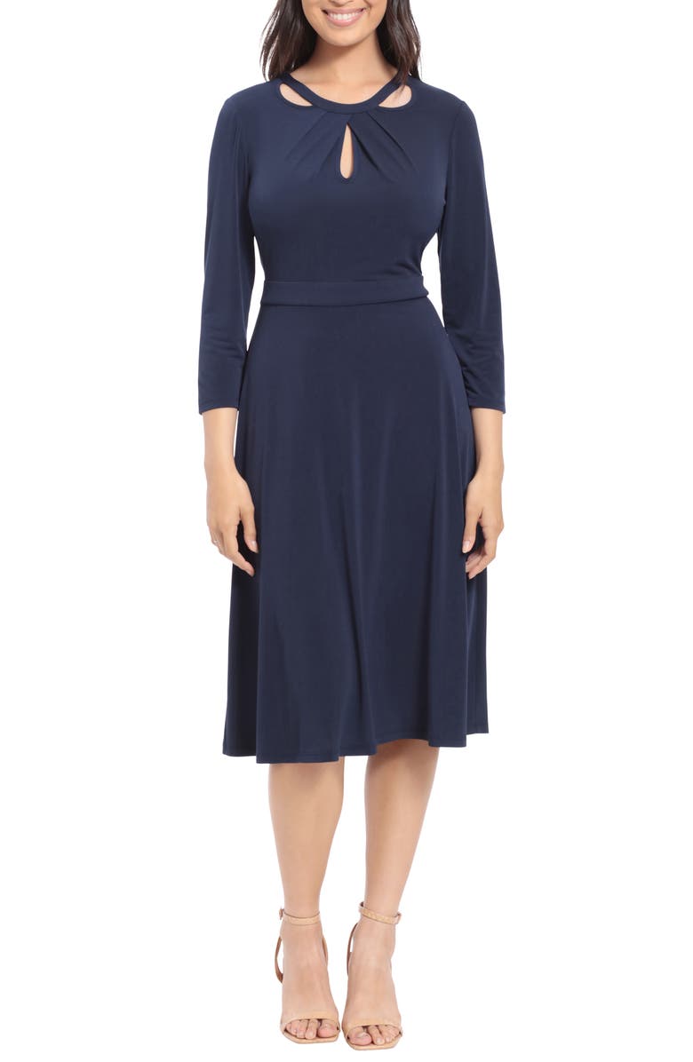 London Times Multi Keyhole Midi Dress, Main, color, 