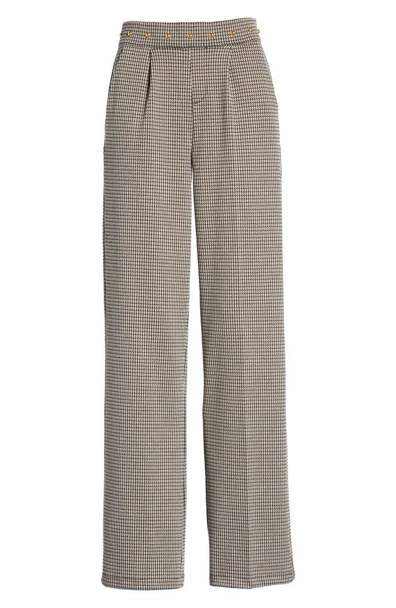 Hue Studded Waist Check Wide Leg Pants, Alternate, color, 