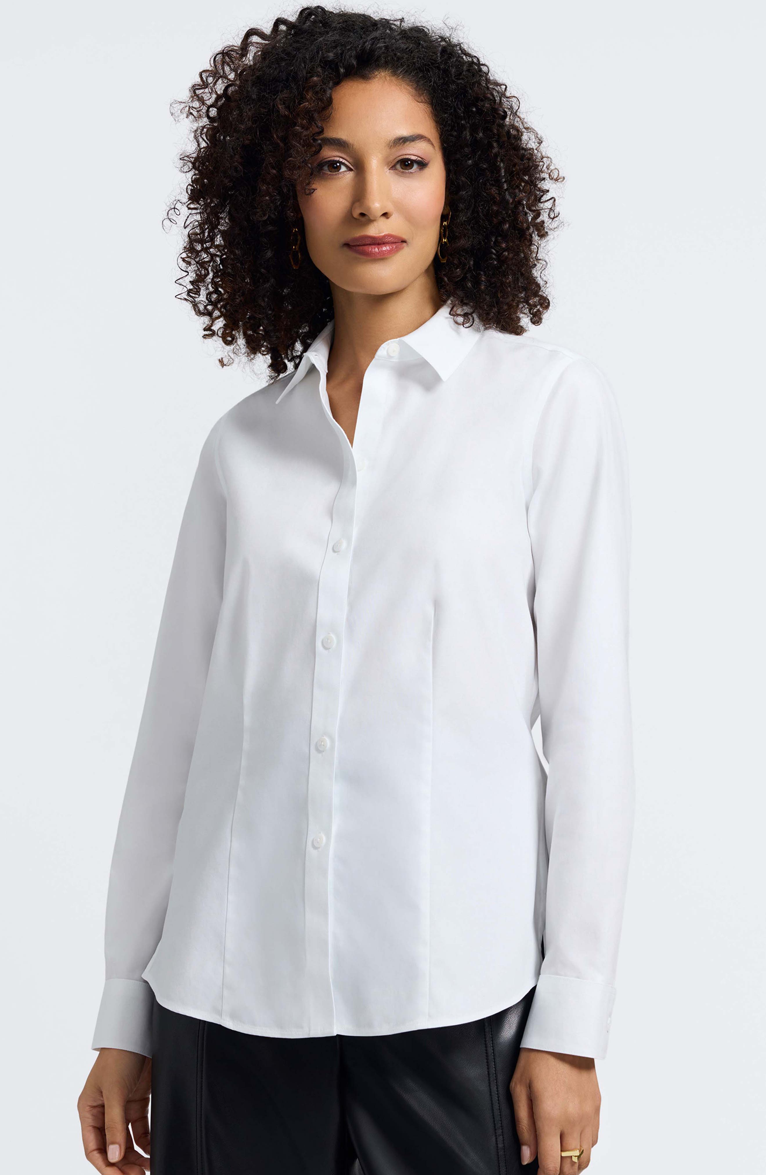 women's non iron dress shirts No Stretch Shirt in Blue size XS Effortless style Women's Non-Iron Shirts | Ambrose