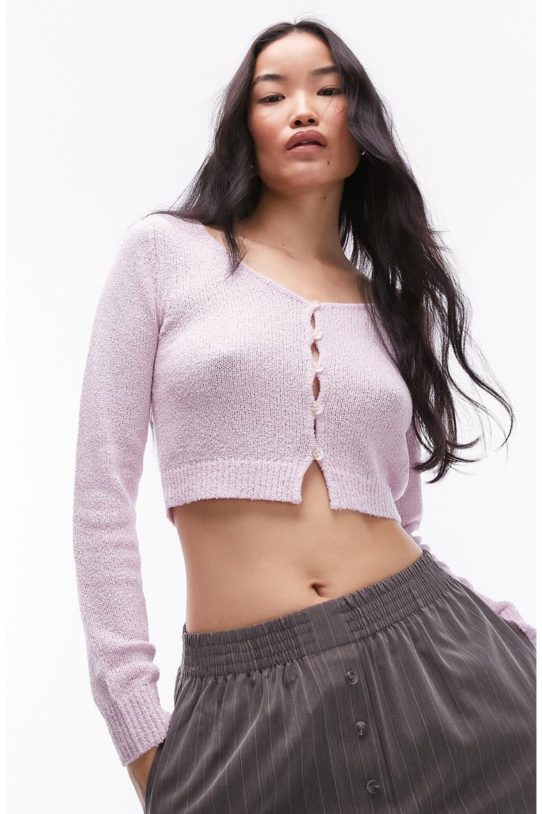 Textured Crop Cardigan, Main, color, PINK