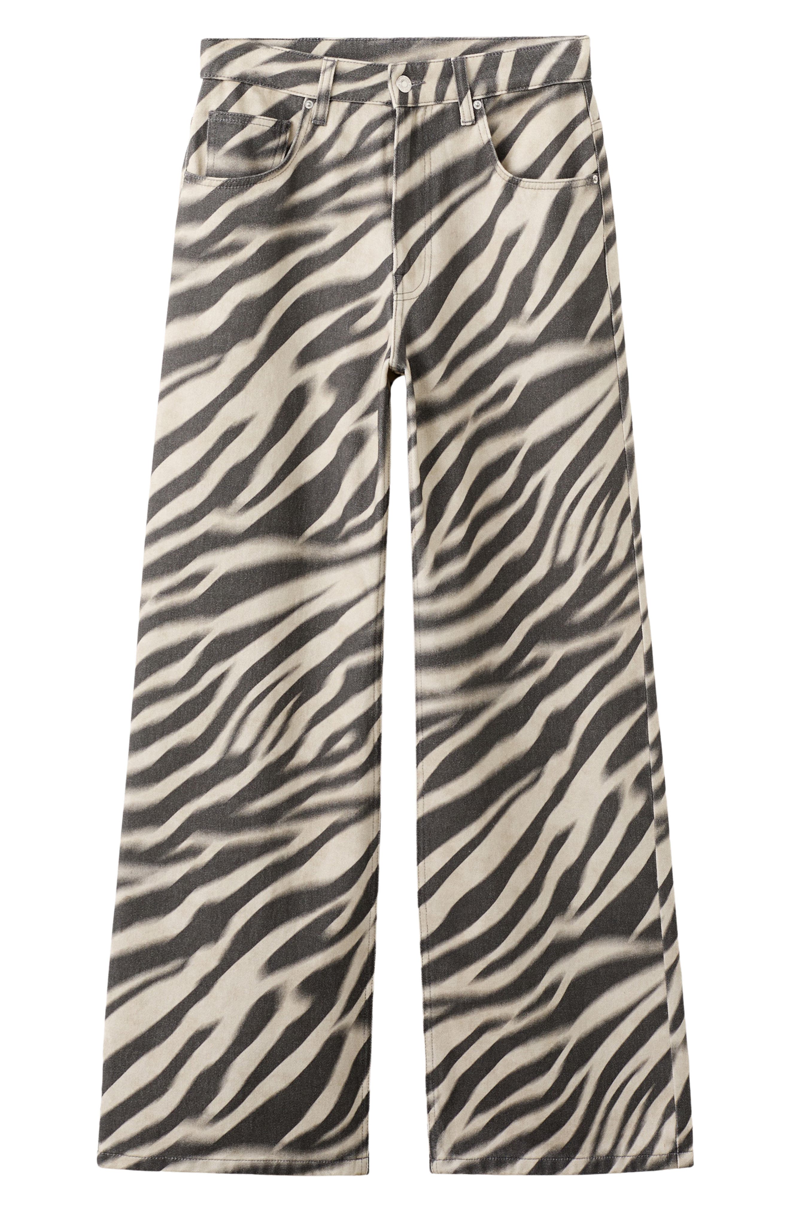 Zebra Print Straight Leg Jeans