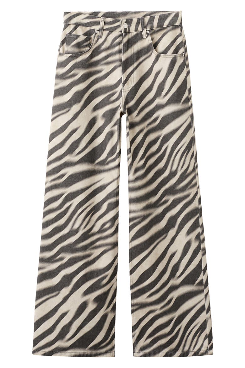 Zebra Print Straight Leg Jeans, Main, color, OFF WHITE