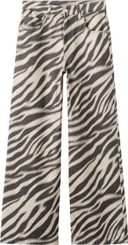 MANGO Zebra Print Straight Leg Jeans