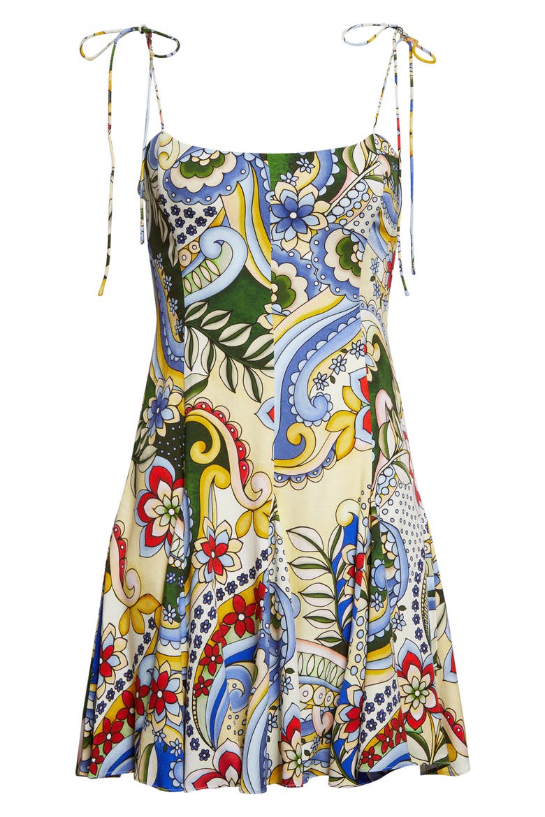 Floral Tie Strap Minidress, Alternate, color, HEAT WAVE