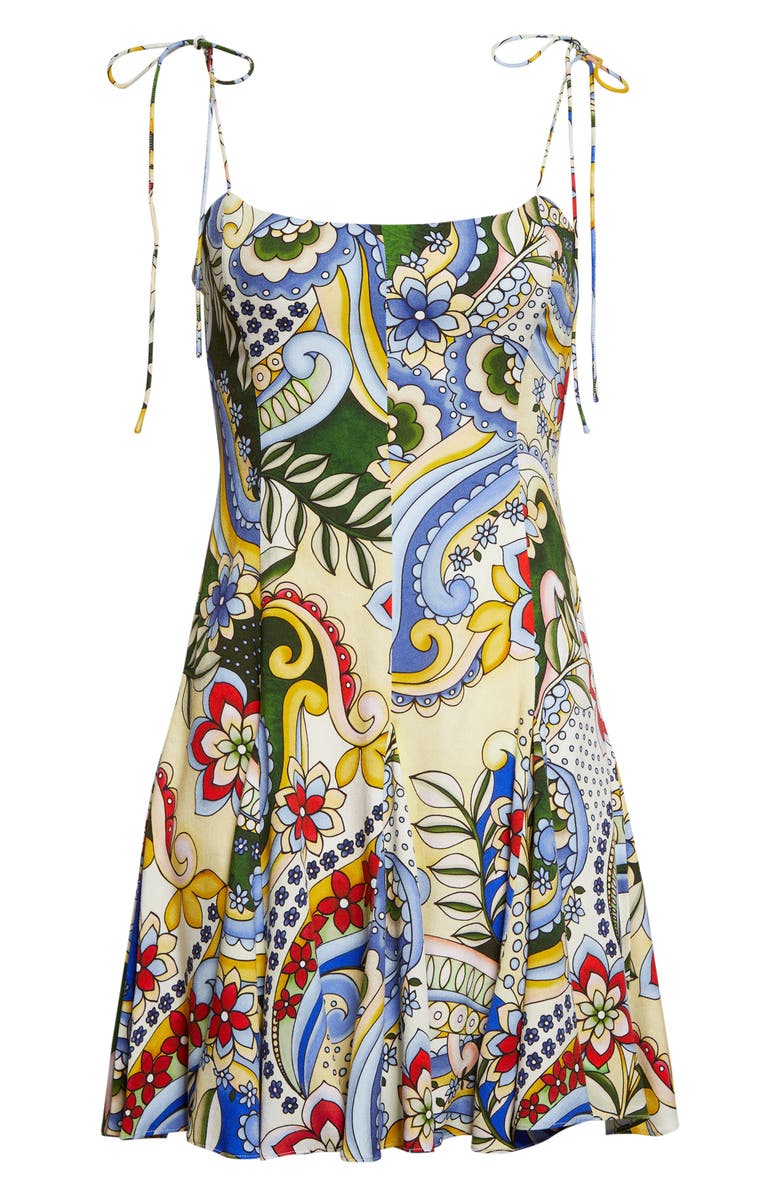Alice + Olivia Floral Tie Strap Minidress, Alternate, color, Heat Wave