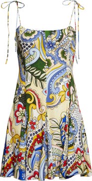 Alice + Olivia Floral Tie Strap Minidress