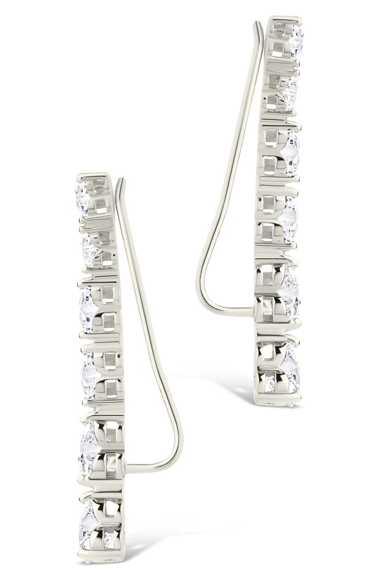 Sterling Forever Jillian Cubic Zirconia Heart Ear Climbers, Alternate, color, Silver