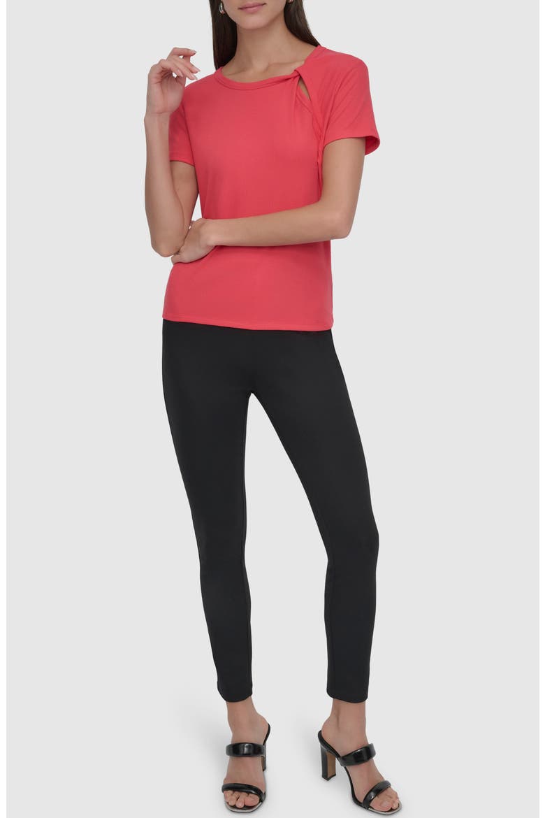 Twist Neck Rib T-Shirt, Alternate, color, WATERMLN S