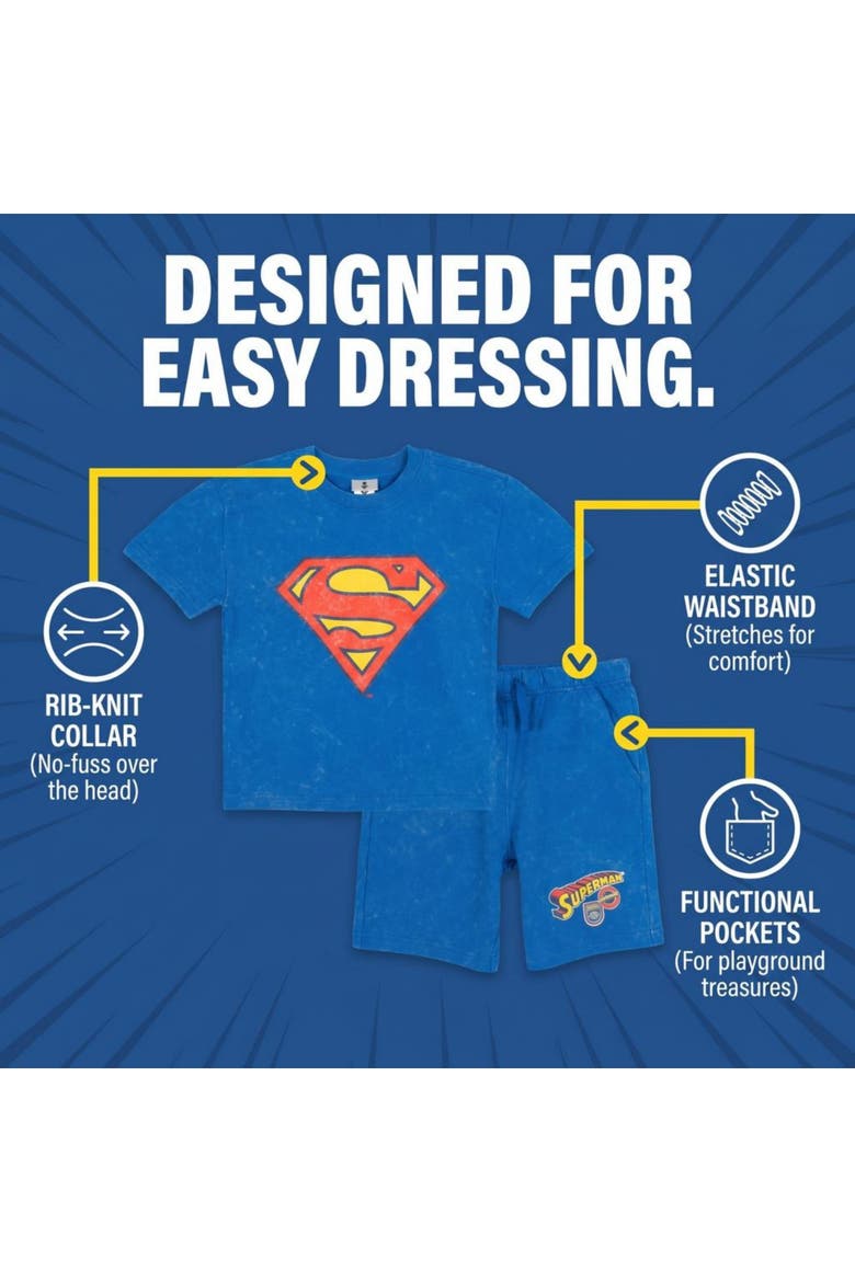 Justice League 2-Piece T-Shirt and Shorts Set, Alternate, color, Superman Optic Blue