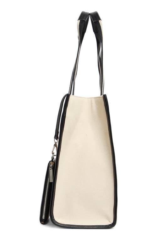 Bcbg Contrast Pocket Canvas Tote Bag In Natural Black