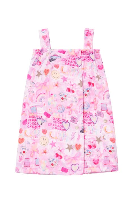 Plush Bow Print Spa Wrap