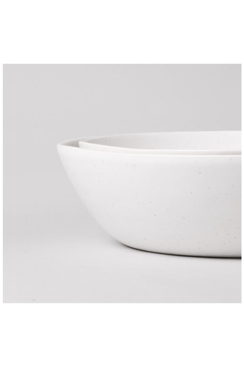 The Low Set of 2 Serving Bowls, Alternate, color, SPECKLED WHITE