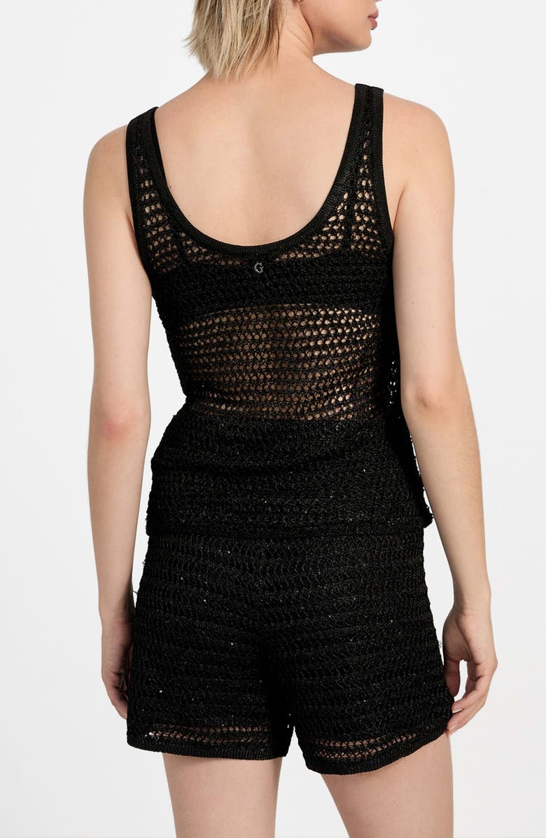 GUESS Ava Open Stitch Tank, Alternate, color, Jet Black Multi