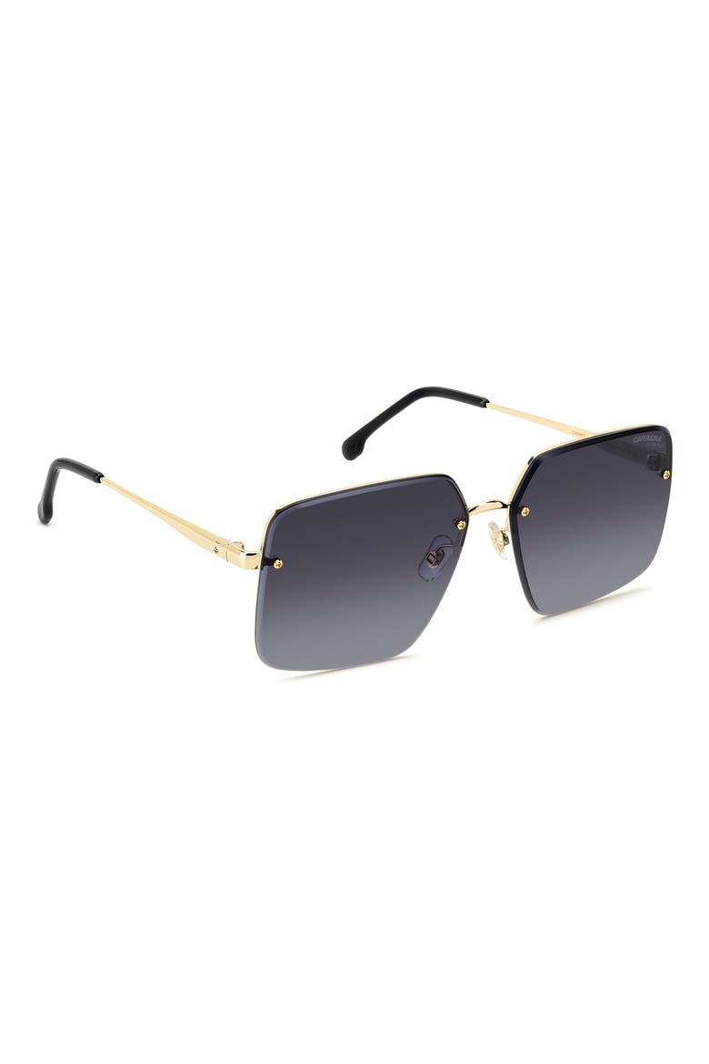 61mm Rimless Rectangular Sunglasses, Alternate, color, GOLD BLACK/ BROWN BLSP