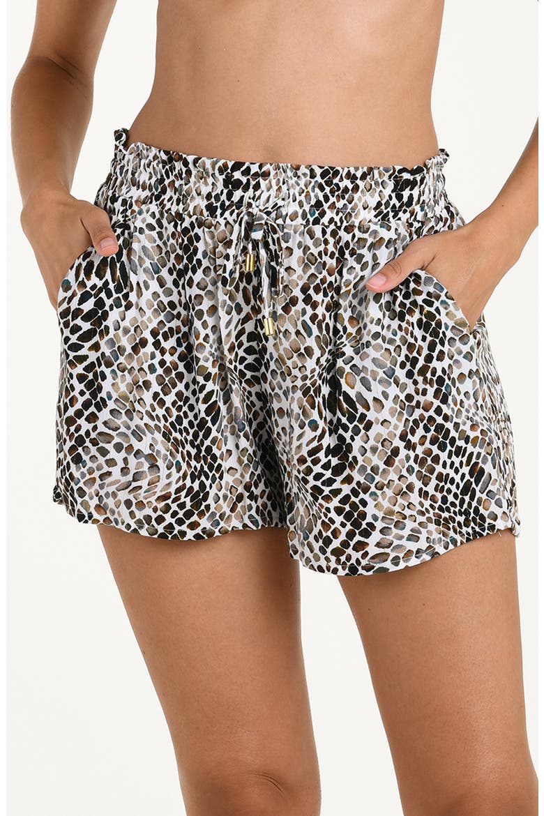 Wild Whispers Metallic Cover-Up Shorts, Main, color, TAUPE