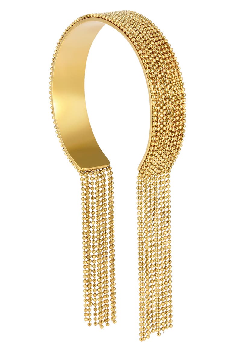 18K Gold Plated Beaded Chain Cuff Bracelet, Alternate, color, GOLD