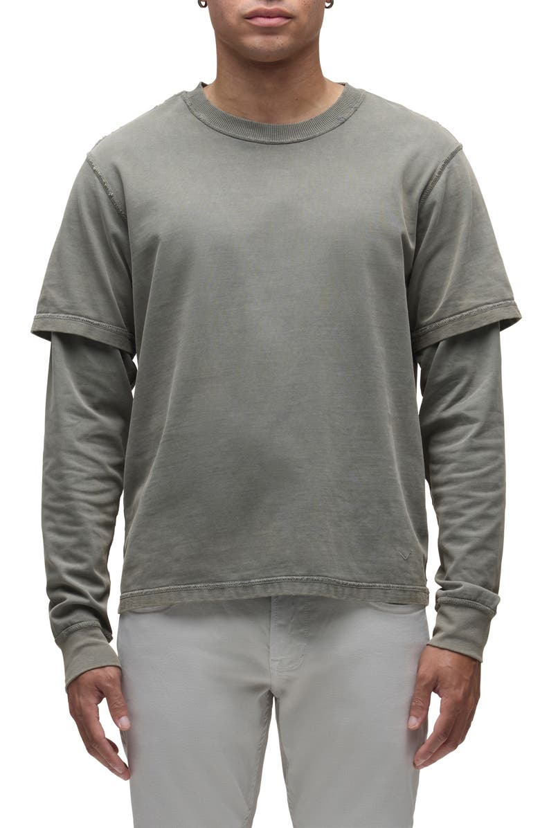 Hudson Jeans Hybrid Layered Cotton T-Shirt, Main, color, Stone Grey