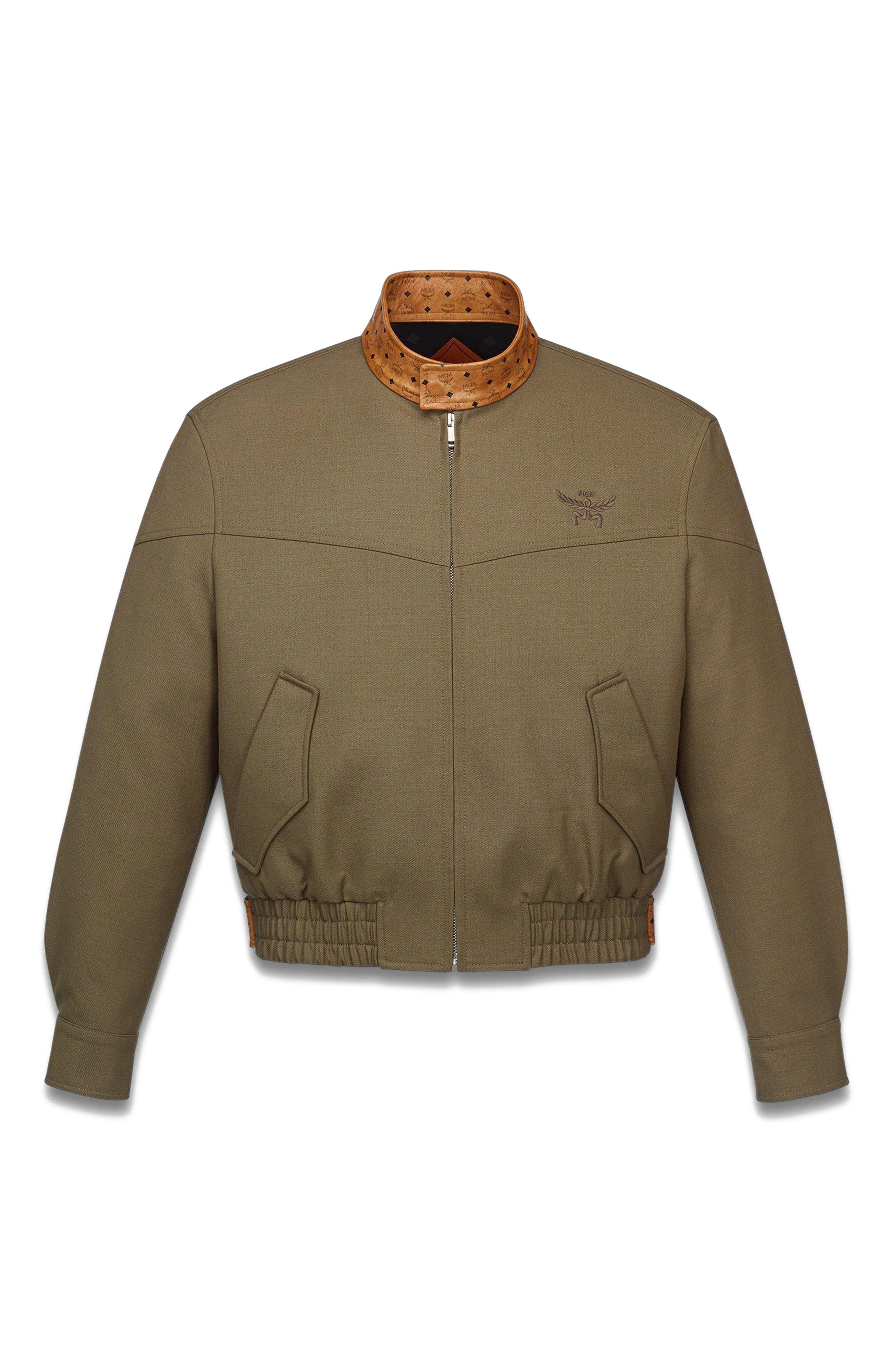 Jacket in Wool Twill and Monogram Print Leather - image 2