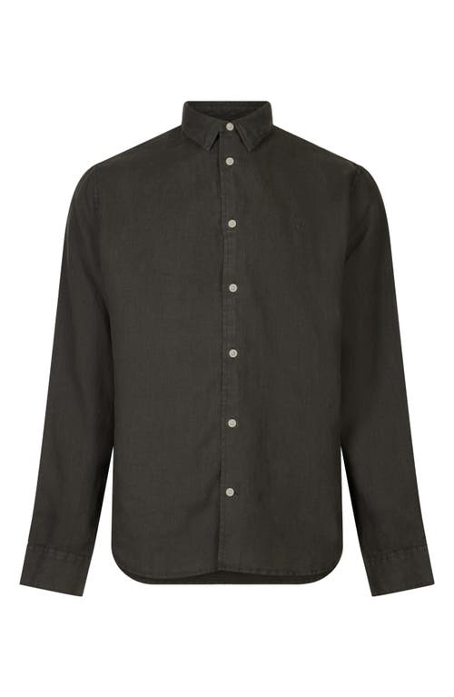 Allsaints Cypress Slub Linen Button-up Shirt In Gray
