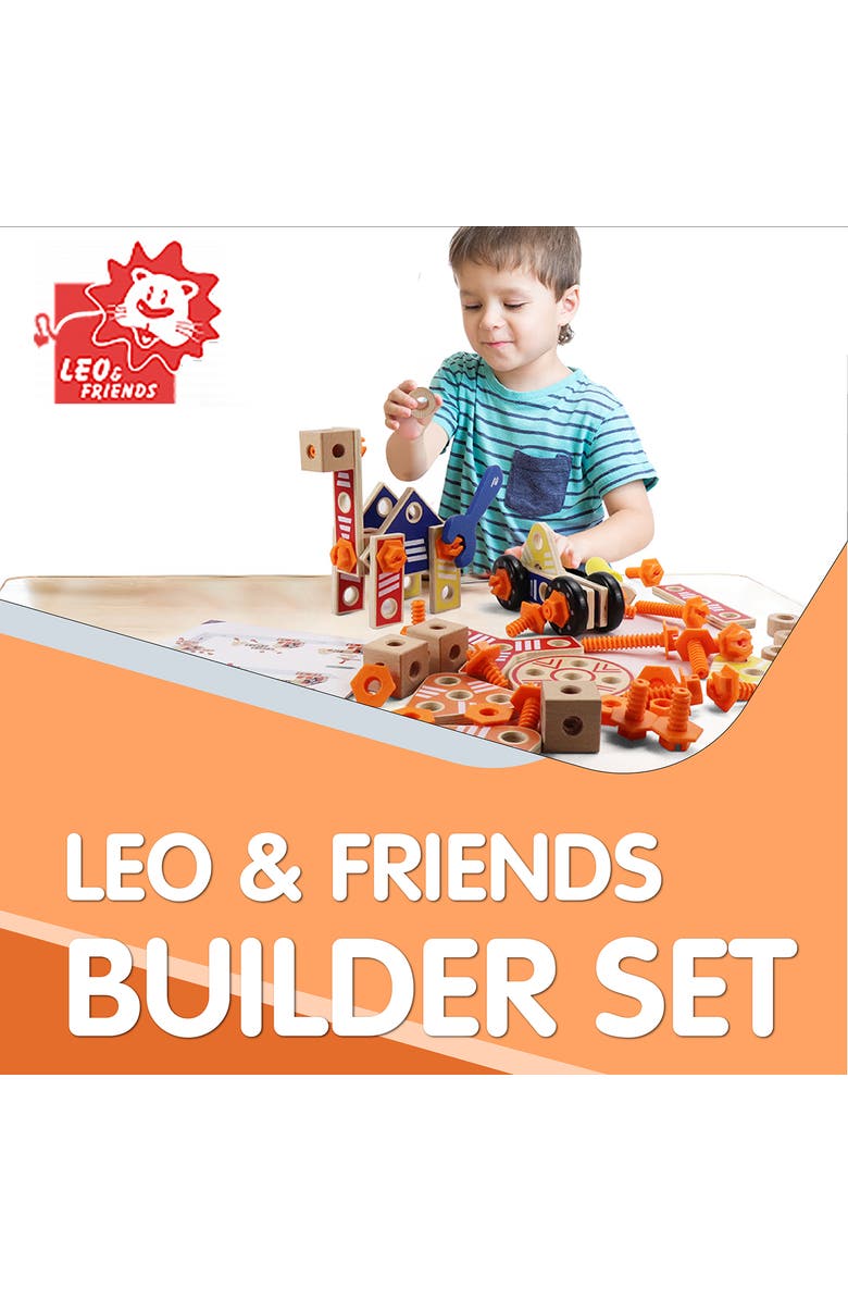 Leo & Friends Builder Set, 72-Piece Toddler Play Kit for Boys and Girls, Alternate, color, Orange