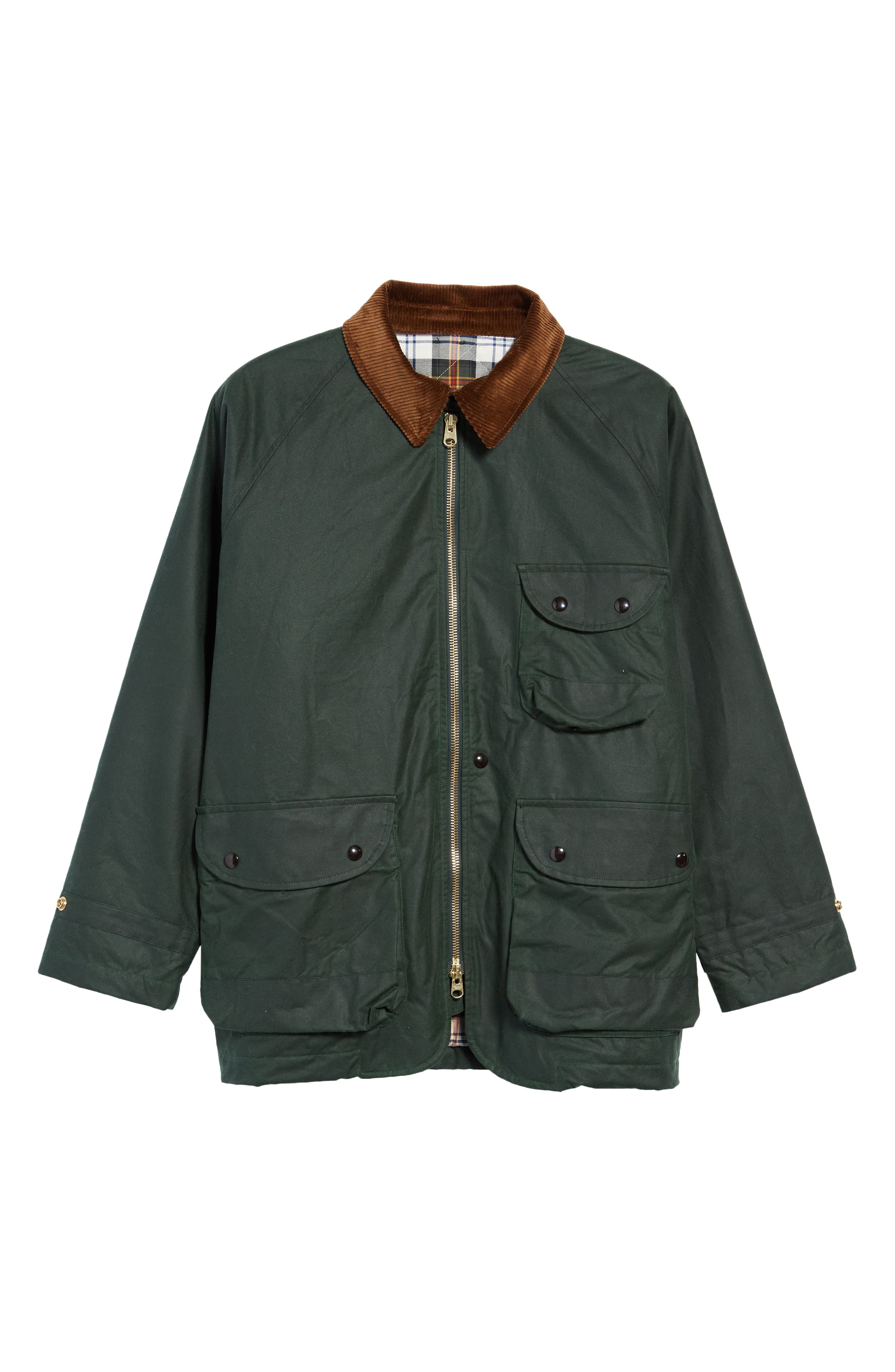 Drake's Water Repellent Waxed Cotton Coverall Jacket in Green 