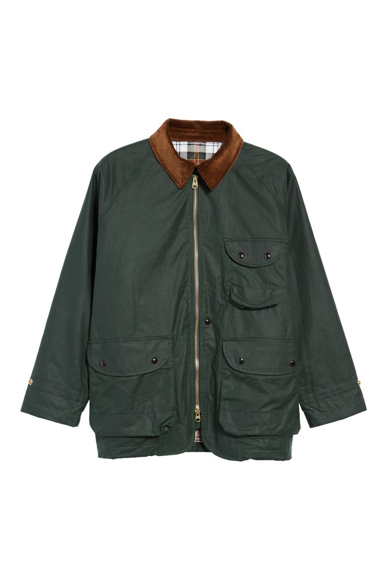 Water Repellent Waxed Cotton Coverall Jacket, Main, color, GREEN
