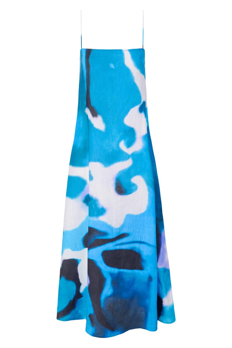 Laura Print Linen Maxi Dress, Alternate, color, BLUE HAZE