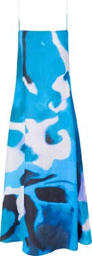 STAUD Laura Print Linen Maxi Dress