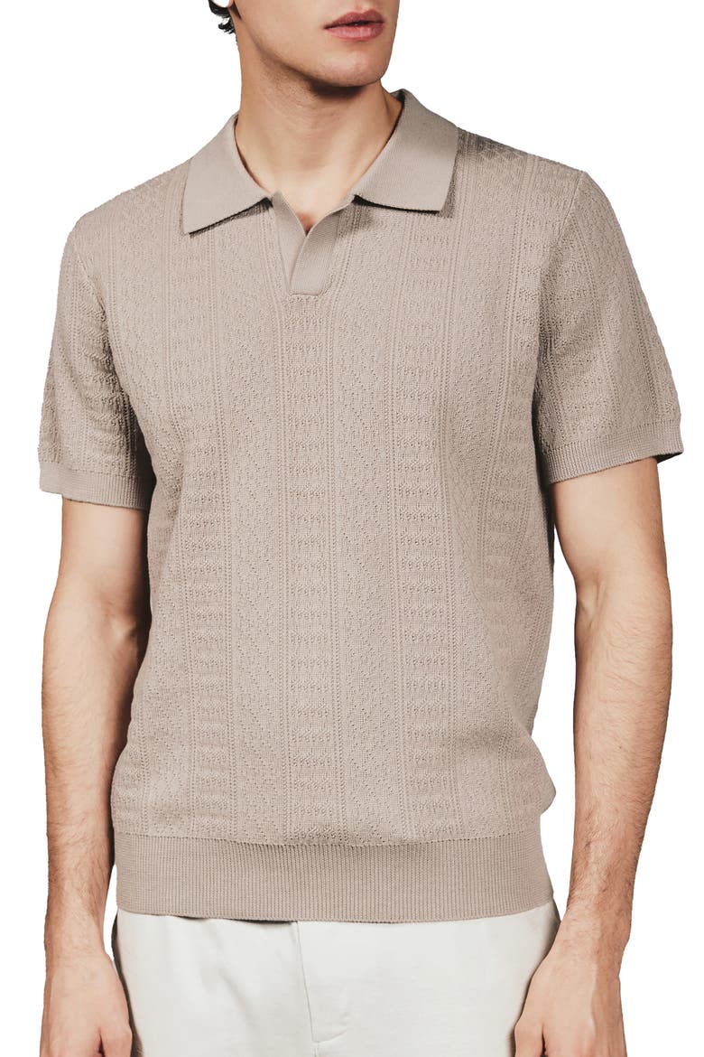 Gavin Johnny Collar Polo Sweater, Main, color, TAUPE