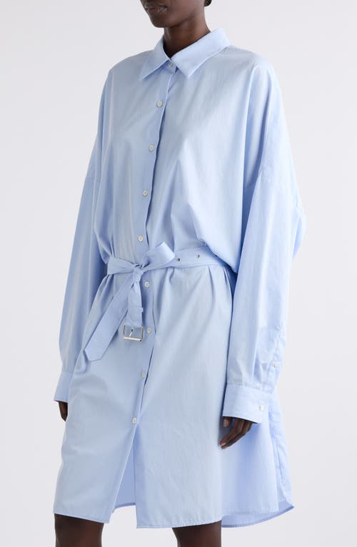 Dries Van Noten Dindi Belted Long-sleeve Shirtdress In Light Blue