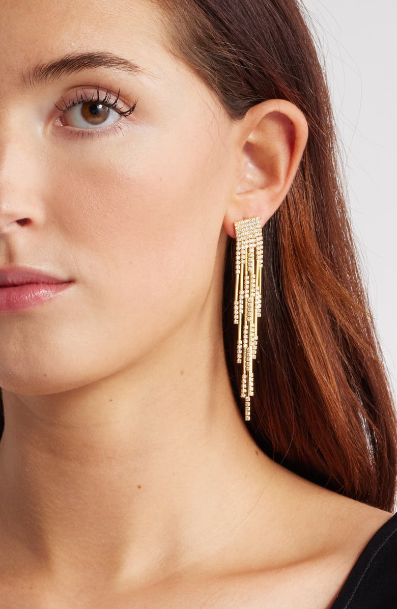 Nordstrom Cubic Zirconia Fringe Drop Earrings, Alternate, color, Clear- Gold